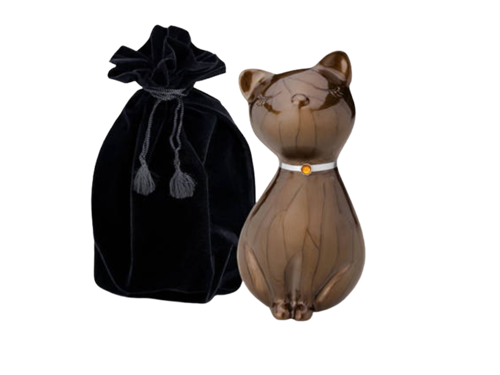 Princess Cat Urn Brass