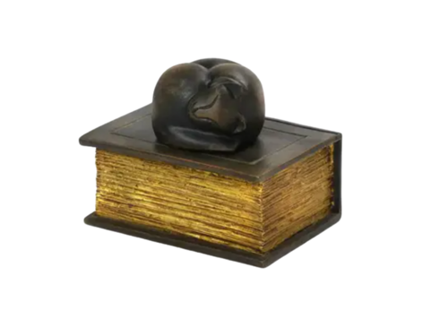 Cat On A Book Cast Urn
