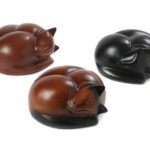 Sleeping Cat Urns - Beautiful figurine ashes caskets for cats. Carved from solid wood and hand finished in three lovely colour choices.